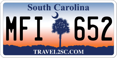 SC license plate MFI652