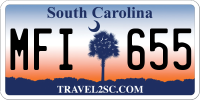 SC license plate MFI655