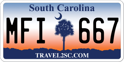 SC license plate MFI667