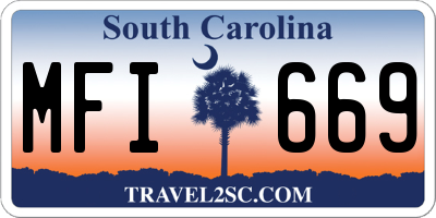 SC license plate MFI669