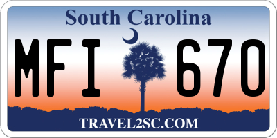 SC license plate MFI670