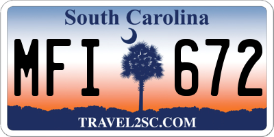 SC license plate MFI672