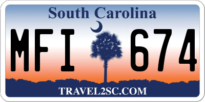 SC license plate MFI674