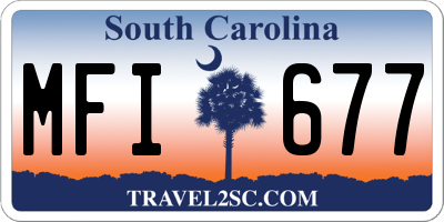 SC license plate MFI677