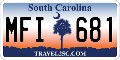 SC license plate MFI681