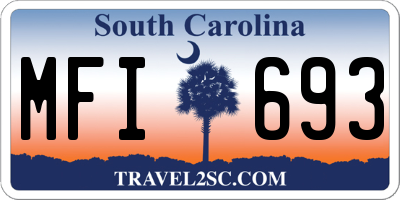 SC license plate MFI693