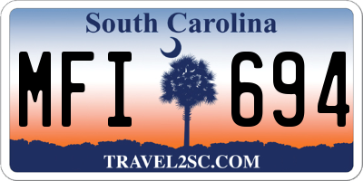 SC license plate MFI694