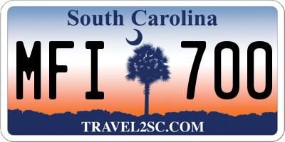 SC license plate MFI700