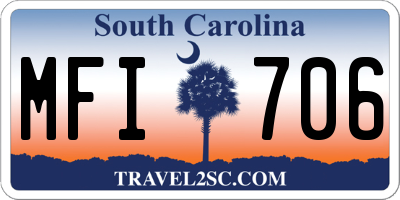 SC license plate MFI706