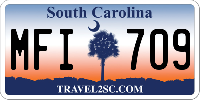 SC license plate MFI709