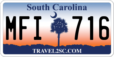 SC license plate MFI716