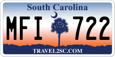 SC license plate MFI722