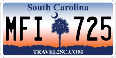 SC license plate MFI725