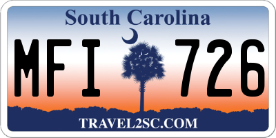 SC license plate MFI726