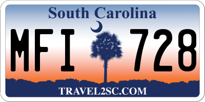 SC license plate MFI728