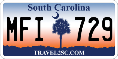 SC license plate MFI729