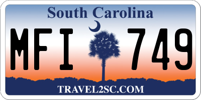 SC license plate MFI749
