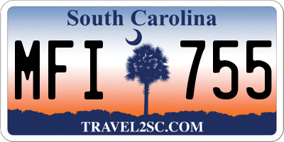 SC license plate MFI755
