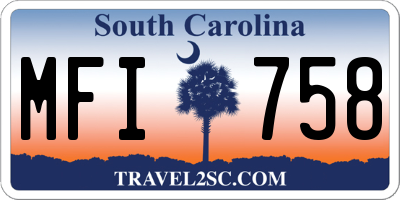 SC license plate MFI758