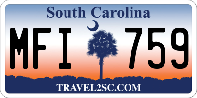 SC license plate MFI759