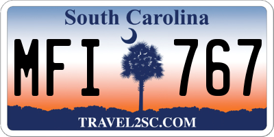 SC license plate MFI767