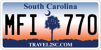 SC license plate MFI770