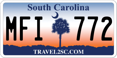SC license plate MFI772