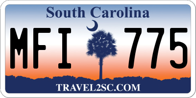SC license plate MFI775