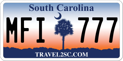 SC license plate MFI777