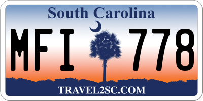 SC license plate MFI778