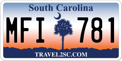SC license plate MFI781