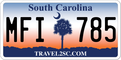 SC license plate MFI785