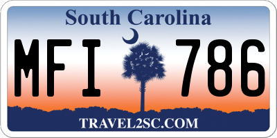 SC license plate MFI786