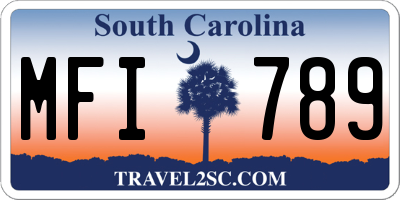 SC license plate MFI789
