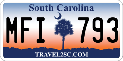 SC license plate MFI793