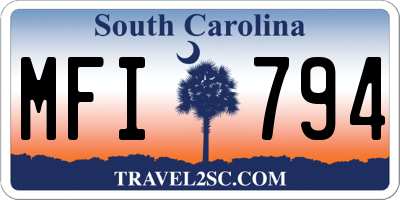SC license plate MFI794