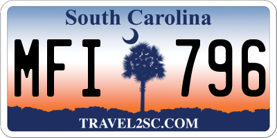 SC license plate MFI796