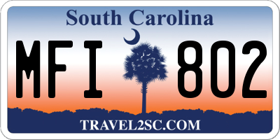 SC license plate MFI802