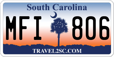 SC license plate MFI806