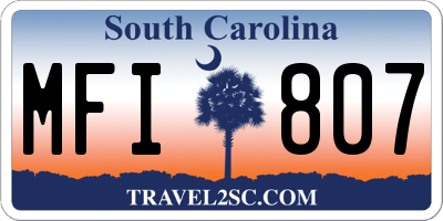 SC license plate MFI807