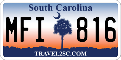 SC license plate MFI816