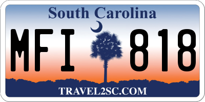 SC license plate MFI818