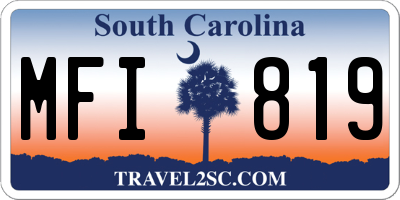 SC license plate MFI819