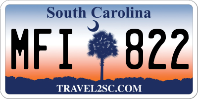 SC license plate MFI822