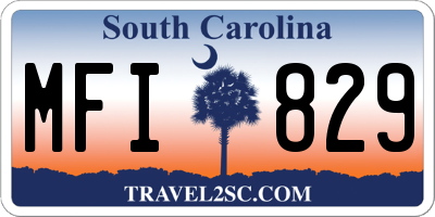 SC license plate MFI829