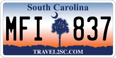 SC license plate MFI837