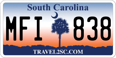 SC license plate MFI838