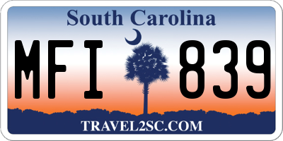 SC license plate MFI839