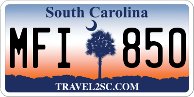 SC license plate MFI850