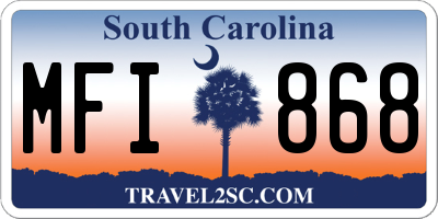 SC license plate MFI868